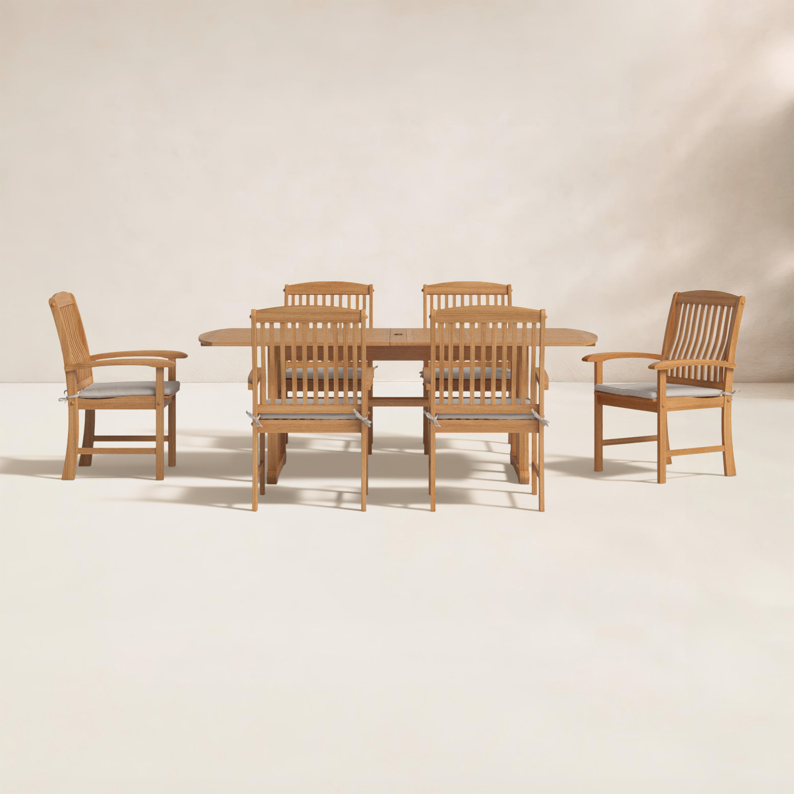Summerton 85" Teak Patio Dining Set, Beige