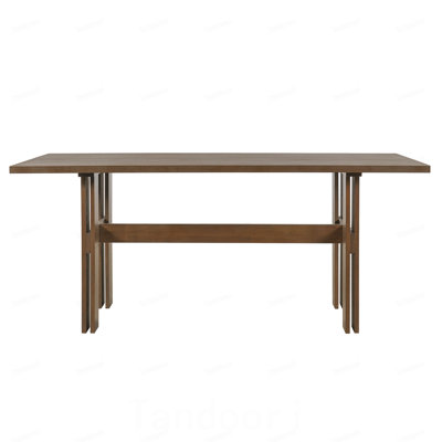 Modern Wooden Dining Table for 4 to 6 People, 71" Large Kitchen Dining Table with Wood Pedestal Base, Mid Century Rectangular Long Dinner Table for Ho