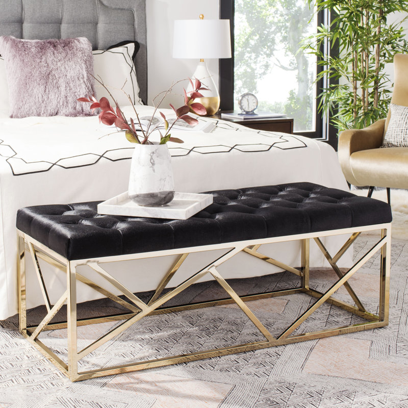 Namiko Velvet Upholstered Bench, Black