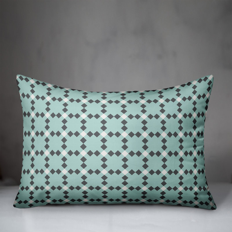 Housse et insert de coussin rectangulaire à carreaux Check, Viridian / Vert