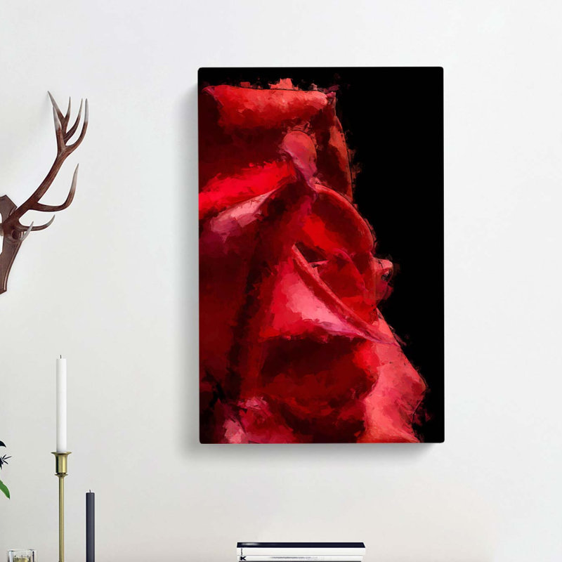 Petals Of A Red Rose In Abstract - Wrapped Canvas, 91cm H x 60cm W x 3cm D