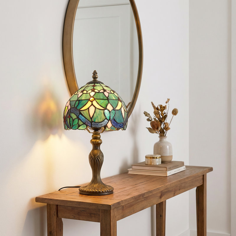 Lampe de table baroque, table de chevet teintée avec ampoule et interrupteur
