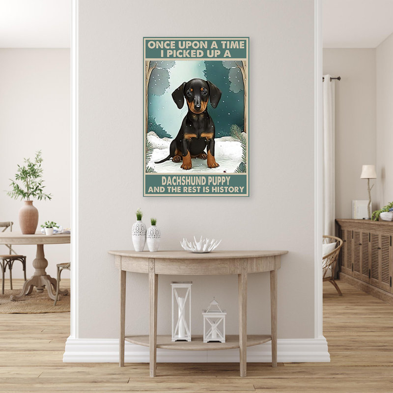 Kathy I Picked Up A Dachshund Puppy, H 20 po x l 16 po x P 1,25 po