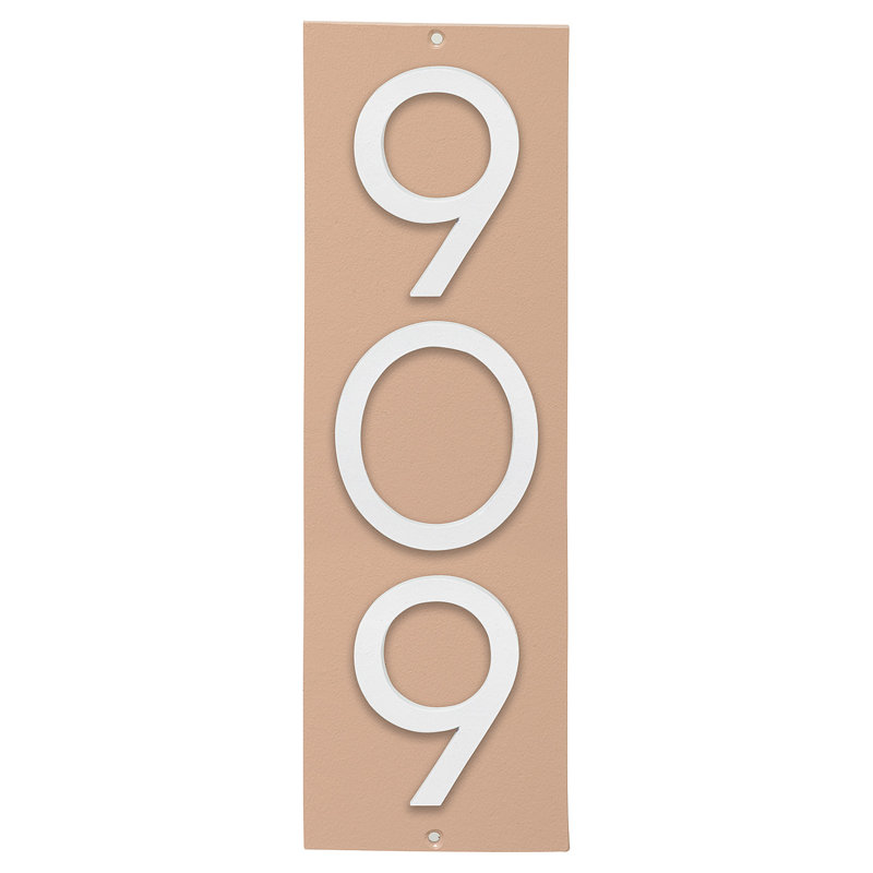 Plaque d’adresse murale flottante linéaire, Blanc, Oui, Taupe