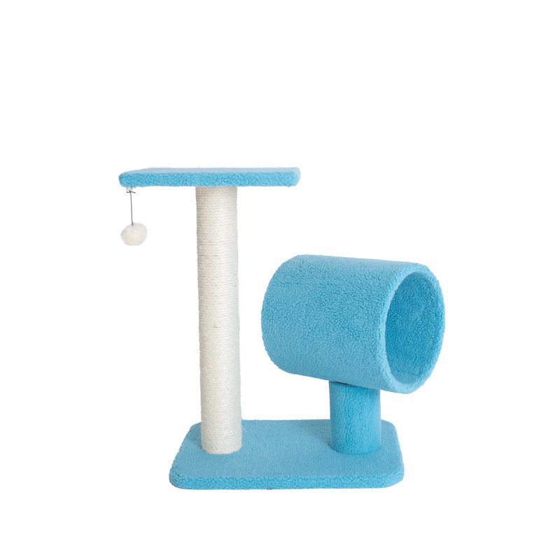 Sky Blue Cat Tree with Sisal Scratching Post and Tunnel