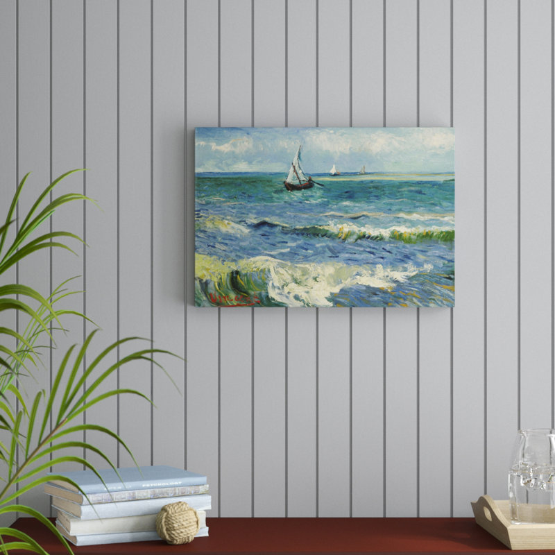 Seascape Near Les Saintes Maries De La Mer by Vincent Van Gogh - Painting on Canvas, 20.32 cm H x 30.48 cm W, No Frame