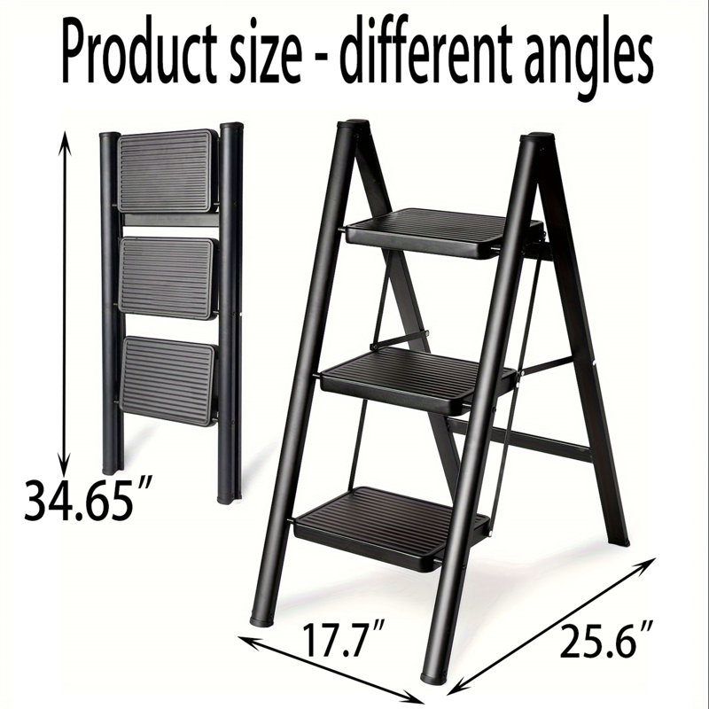 Aluminum Step Ladder, Black