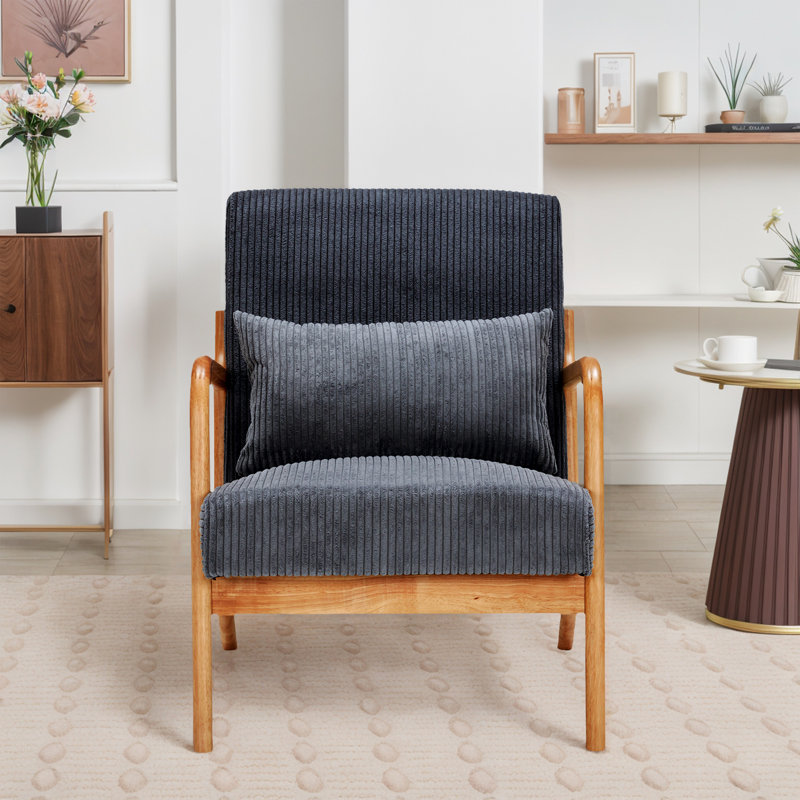 Fauteuil d'appoint Corduroy, Velours côtelé gris foncé