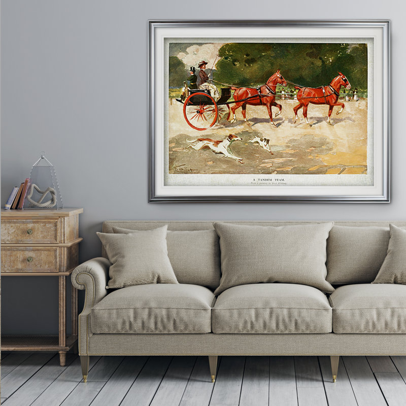 « cheval drawed coach alamy », impression, Cadre argenté, H 30 po x l 42 po x P 2 po, Pas de tapis