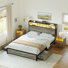 Ensemble de chambre à coucher 3 pièces, lit moderne avec 2 tiroirs et table de chevet 2 vagues