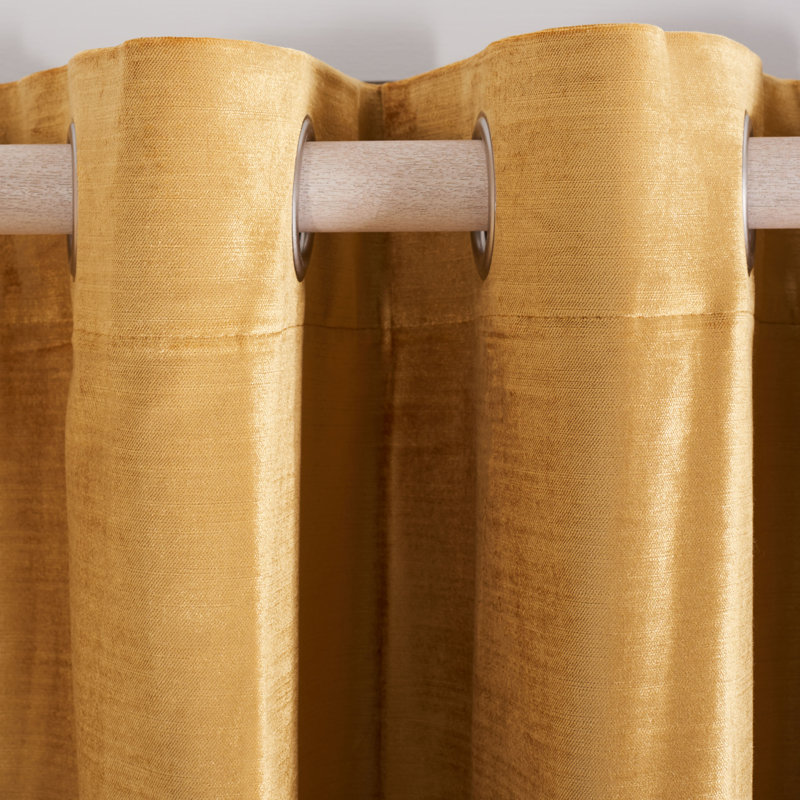 Ida Room Darkening Curtain Single Panel, 52" W x 84" L, Golden