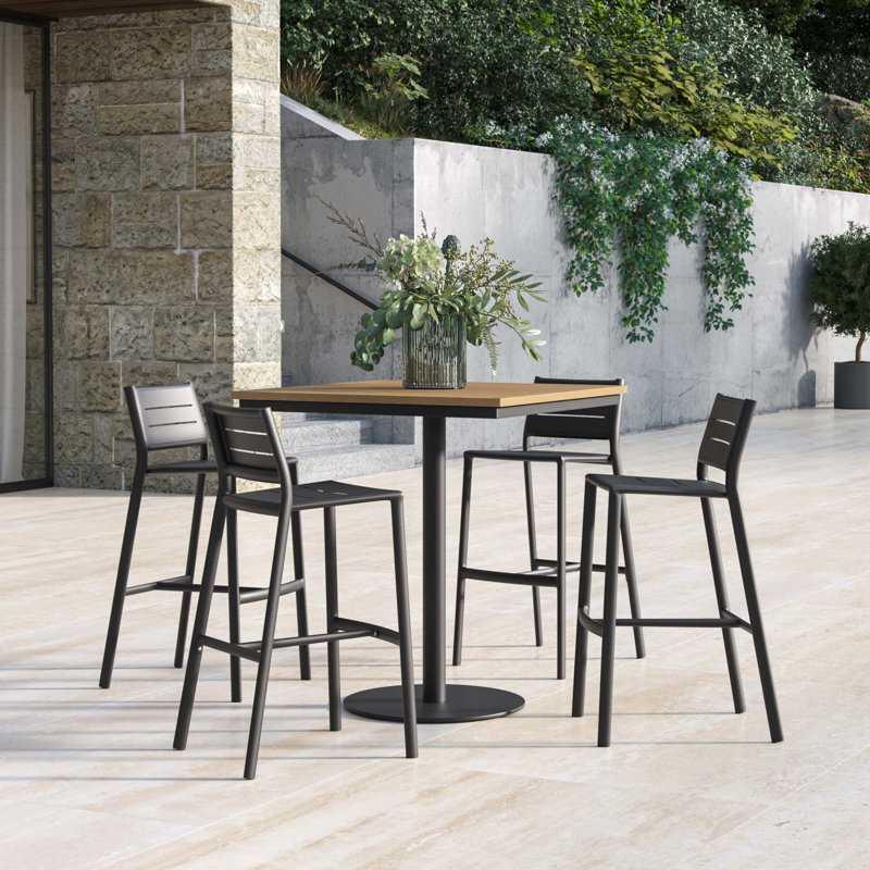 Eiland & Travira 4 - Person Square 36" Long Powder Coated Aluminum Outdoor Dining Set
