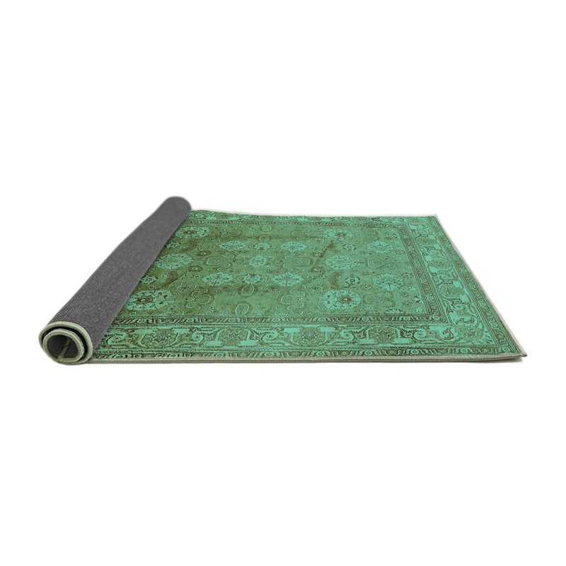 Tapis oriental en laine / polyester tissé à la machine en bleu, Rond 3 pi