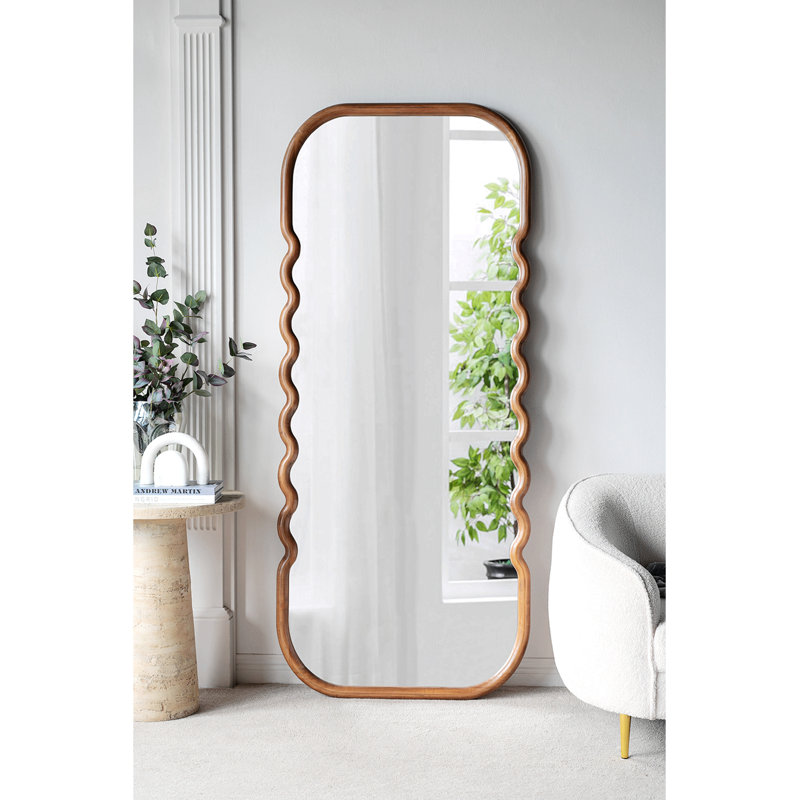 Miroir surdimensionné en bois 31,4 x 1,4 x 74 po avec cadre brun unique