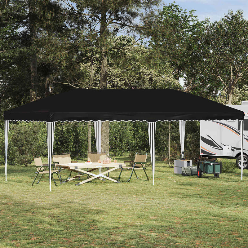 Vidaxl Pop-Up Party Tent 210D Oxford With Sliver Coating Event Shelter Gazebo, Black