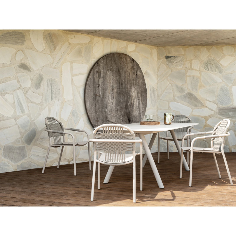 Kodo Outdoor Dining Table, Flint, 30'' H x 110'' W x 42'' D, Dune White