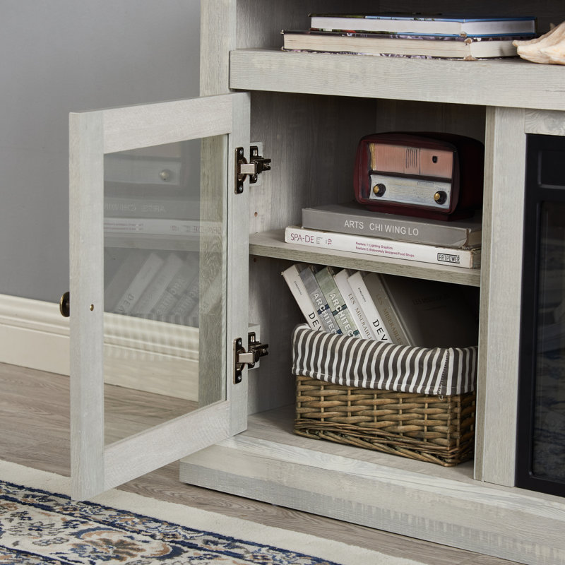 Contemporary TV Media Stand Modern Entertainment Console With 18" Fireplace Insert For TV Up To 65" With Open And Closed Storage Space, 60"W*15.75"D*29"H