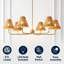 Lustre à DEL en métal de style bougie Pauline Coastal Contemporary à bras articulé réglables-380576665-380576663