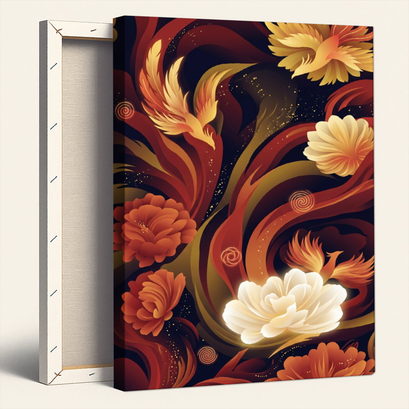 Ensemble de 1 tableau sur toile Phénix floral, H 24 po x l 16 po, Wrapped Canvas