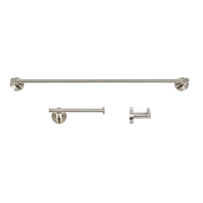 Venezia 3 Piece Wall Mounted Bathroom Hardware Set with 18" Towel Bar, Polished Chrome