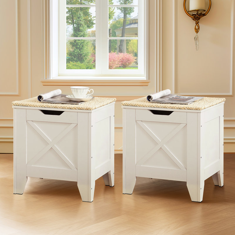 Mariliz Polyester Blend Upholstered Storage Bench, White