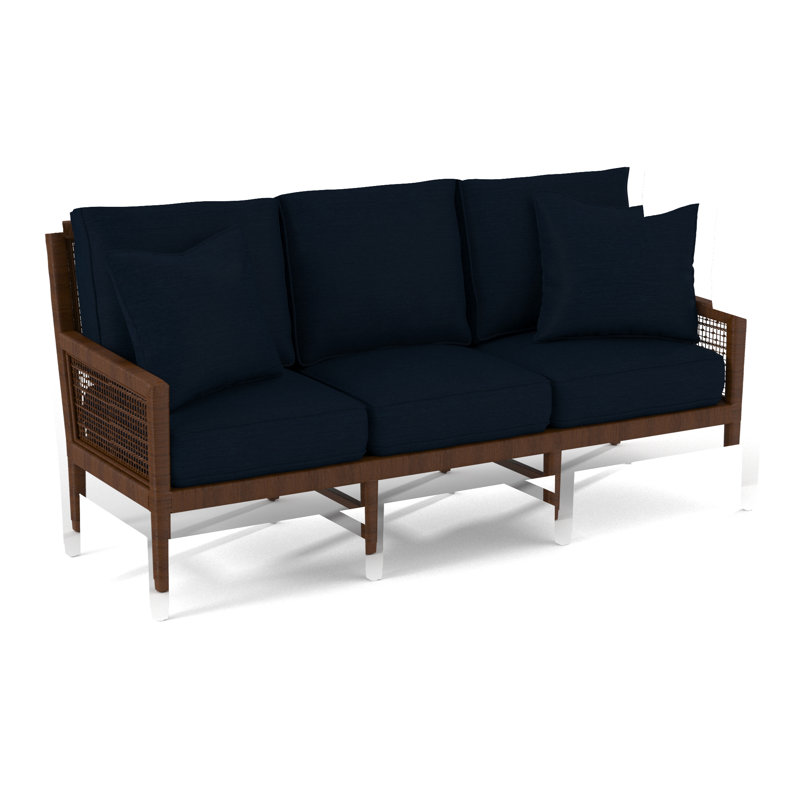 Pine Isle 76" Square Arm Sofa with Reversible Cushions, Navy Textured, 0805-61, Celery