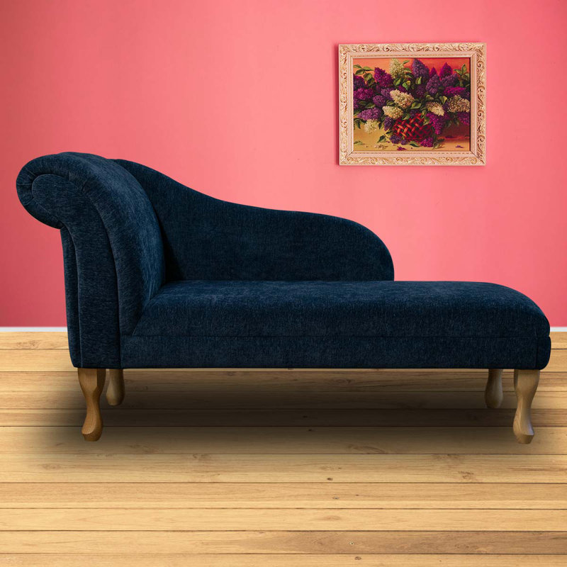 Upholstered Chaise Lounge, Navy