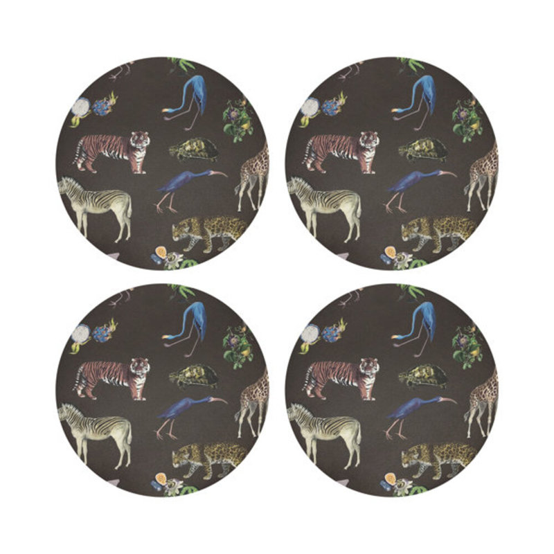 Exotix Vegan Leather Round Placemats, Brown