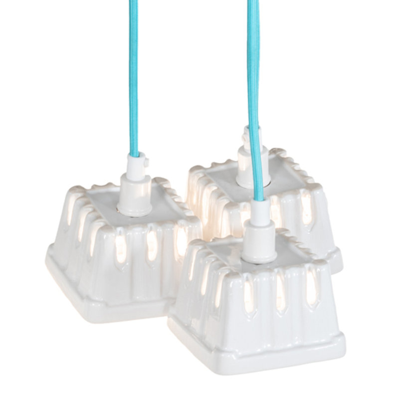 3 - Light Pendant, Turquoise/White