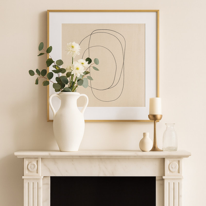 Stoneware Table Vase, White, 15" H x 11" W x 8" D