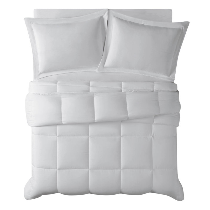 Truly Calm Antimicrobial Box Stitch Comforter, Gray, King Comforter + 2 Shams