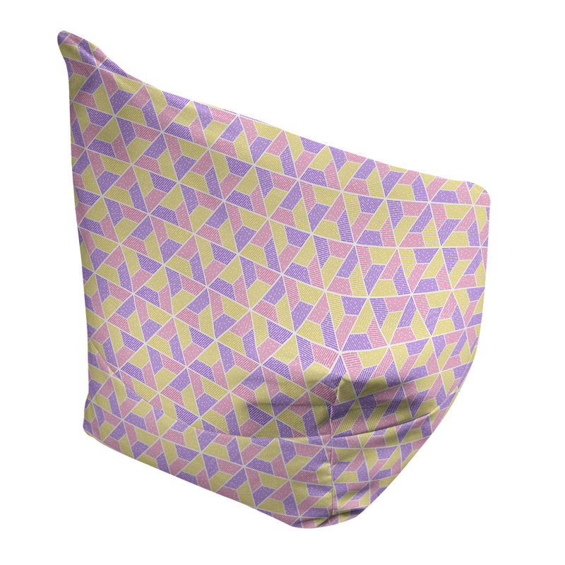 Fauteuil à billes Leffel, Pouf fauteuil, H 27 po x L 30 po x P 25 po, Mauve/rose clair/kaki