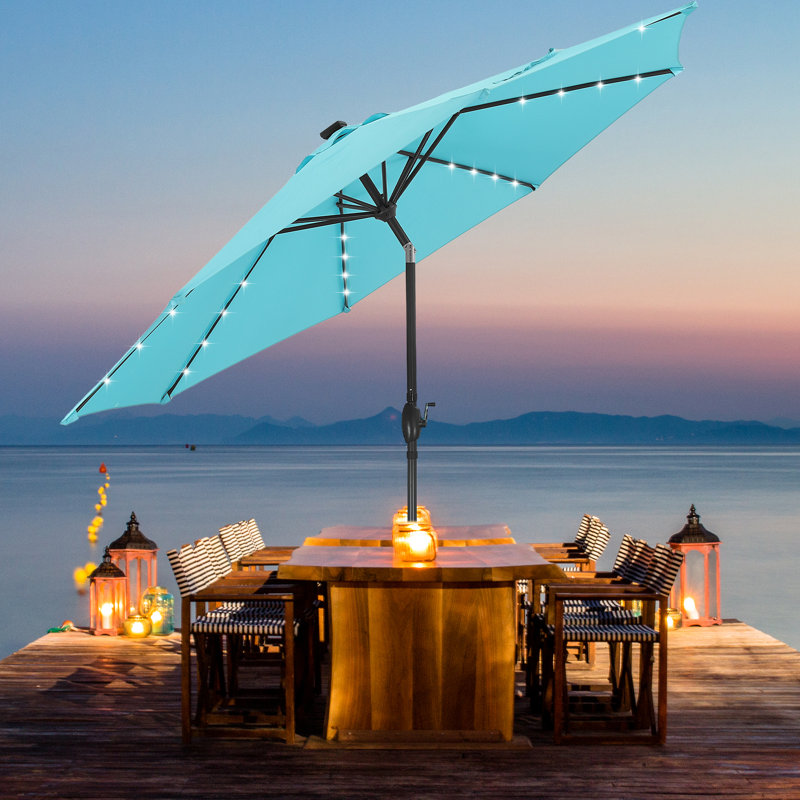 Parasol de plage éclairé 10 pi Joice, Bleu