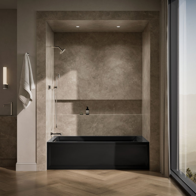 Archer 72" x 36" Soaking Bathtub, Black Black, Left