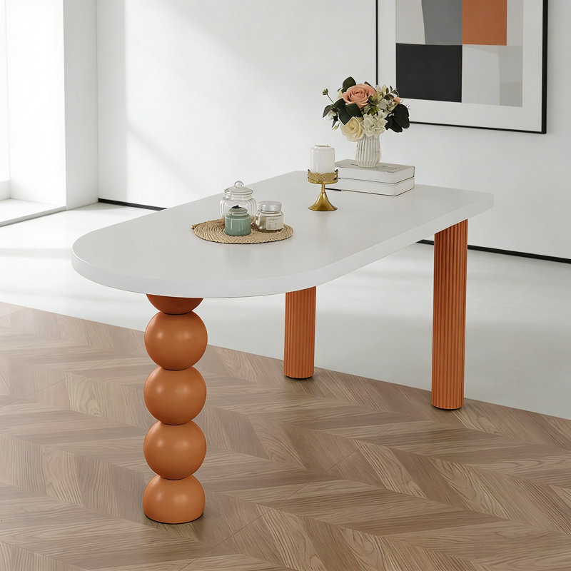 Table de salle à manger simple, créative et tendance, Orange / blanc