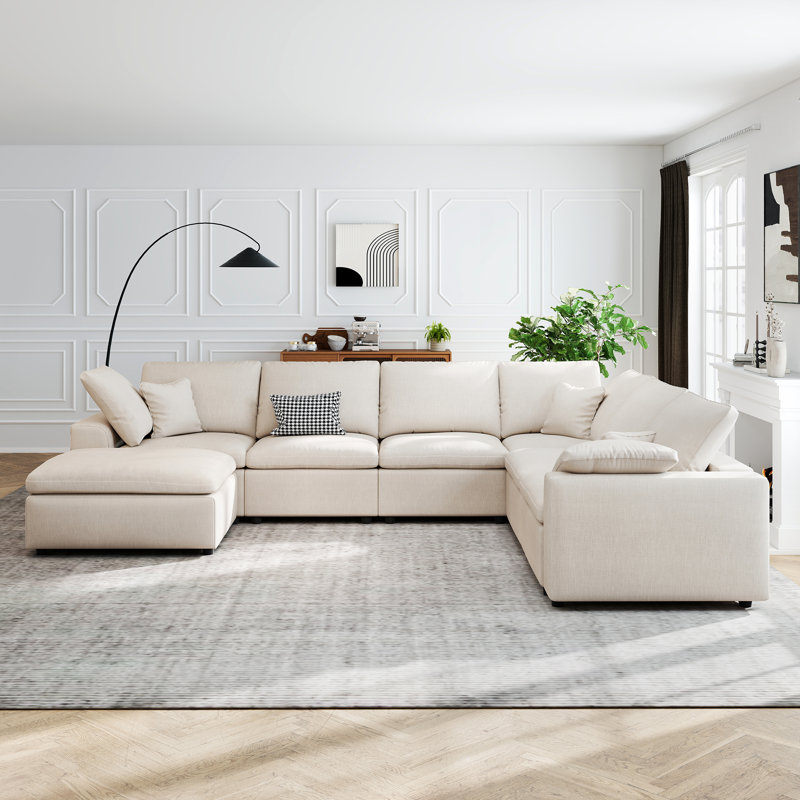 Canapé modulaire surdimensionné à 7 places Latitude Run Latitude Run, Chenille beige