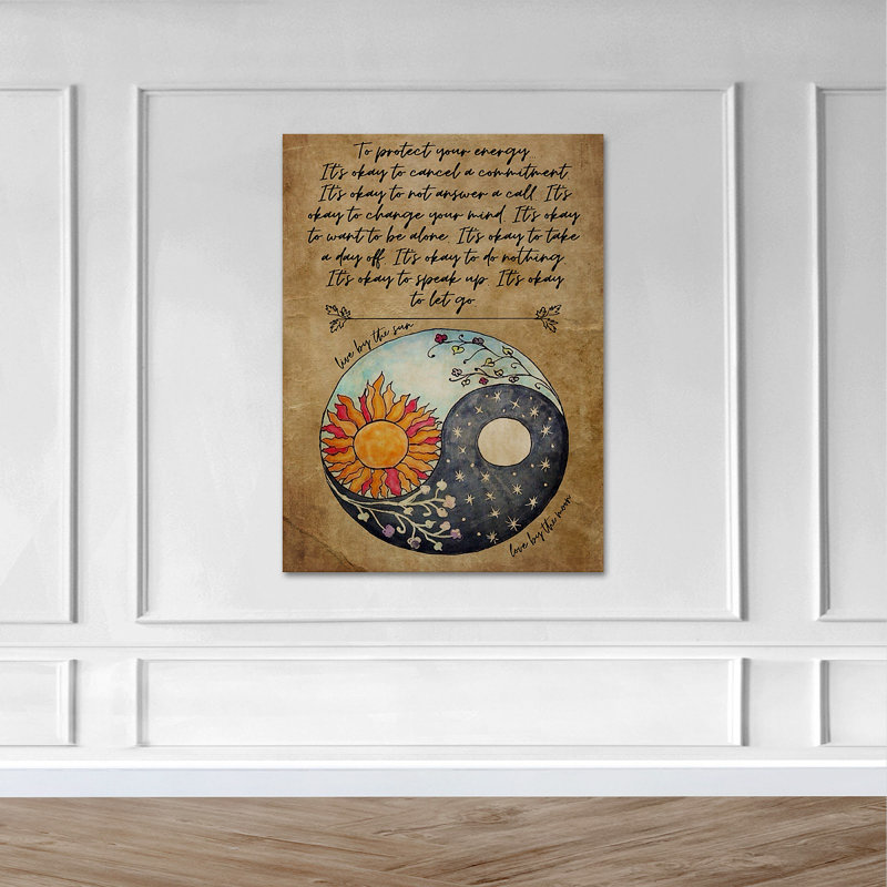 Yin And Yang Circle - To Protect Tour Energy It's Okay To Cancel A Commitment - 1 Piece Rectangle Graphic Art Print On Wrapped Canvas