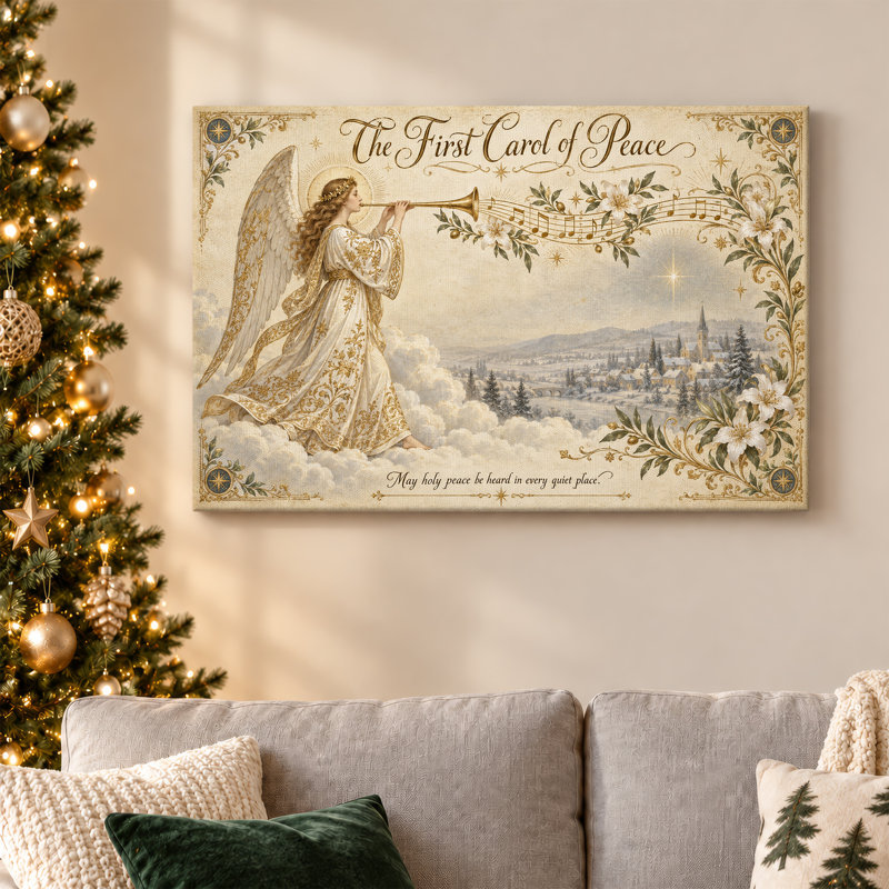 Art mural rétro sur toile de Noël, H 32 po x l 48 po