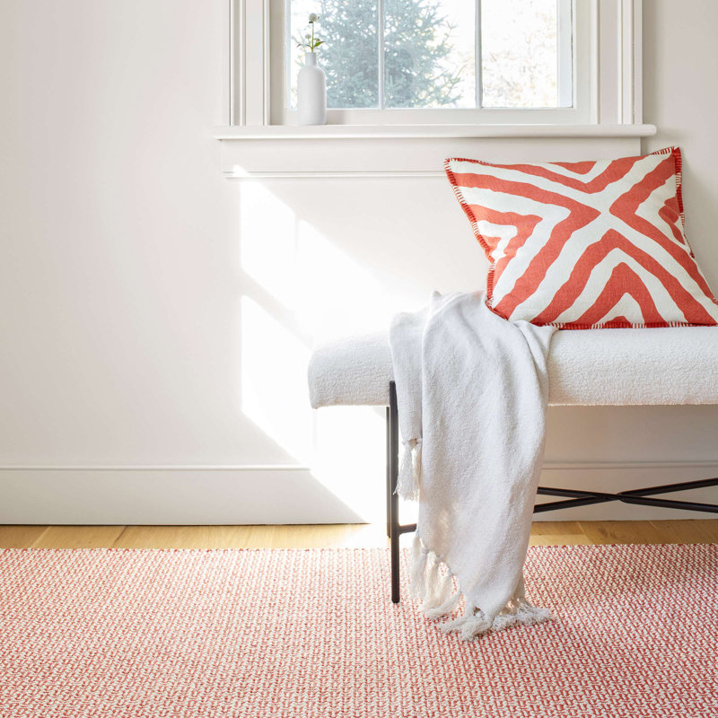 Miss Muffet Paprika Handwoven Cotton Rug, Runner 2'6" x 8'