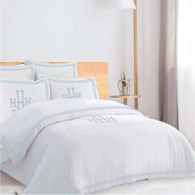 Monogam 400TC Cotton Triple Edge Embroidery Sateen Duvet Cover Set