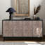 Console 60 po - style antique pour le salon 4 portes en diamant, 2 tablettes, armoire Mid-Century facile à assembler avec pieds en bois massif, rangement brun, cuisine, salle à manger, pièce-916376597