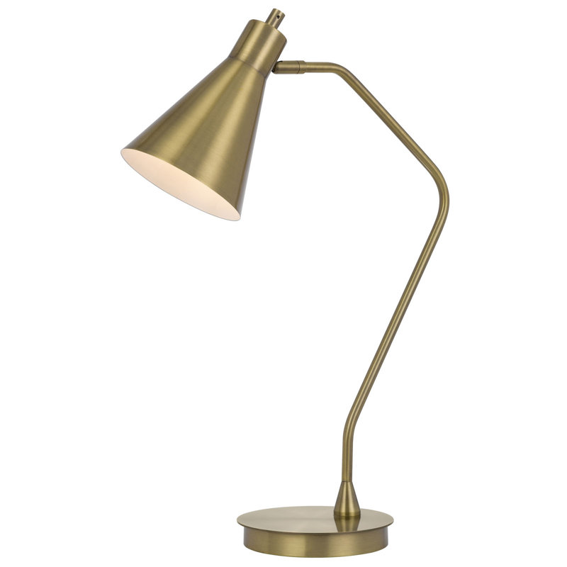 Lampe de table Capstone Task - 61 cm (24 po) de hauteur, en laiton antique, avec abat-jour pivotant et base lestée, culot E26, DEL 12 W, interrupteur marche/arrêt