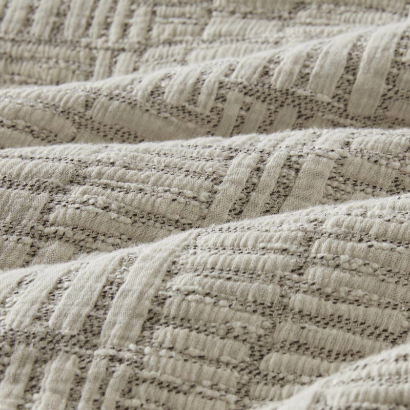 Édredon 3 pièces - Motif géométrique 100% coton double / grand beige