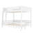 Full Bunk Bed With  Storage Shelf and Bookshelf,Wood Bunk Bed with Ladder and Guardrails,Detachable Design,White-802005578-802005576