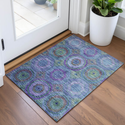 Tapis bleu intérieur / extérieur lavable à la machine Xhevrie