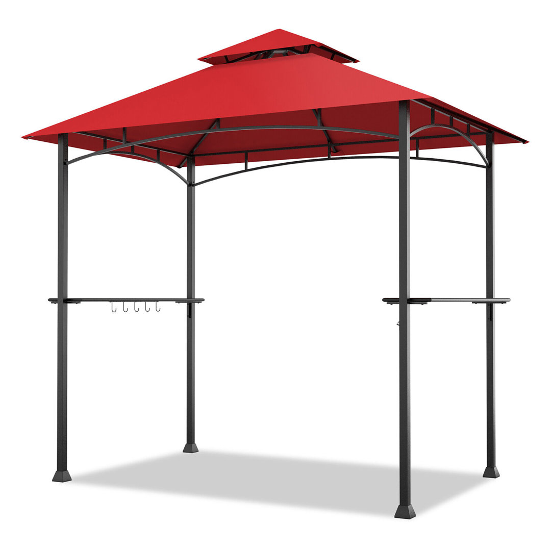 8 Ft. W x 5 Ft. D Steel Grill Gazebo Gymax Roof 