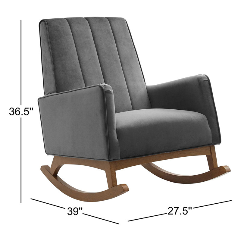 Kuhlmann Performance Velvet Rocking Chair In Light Grey, Grey Velvet