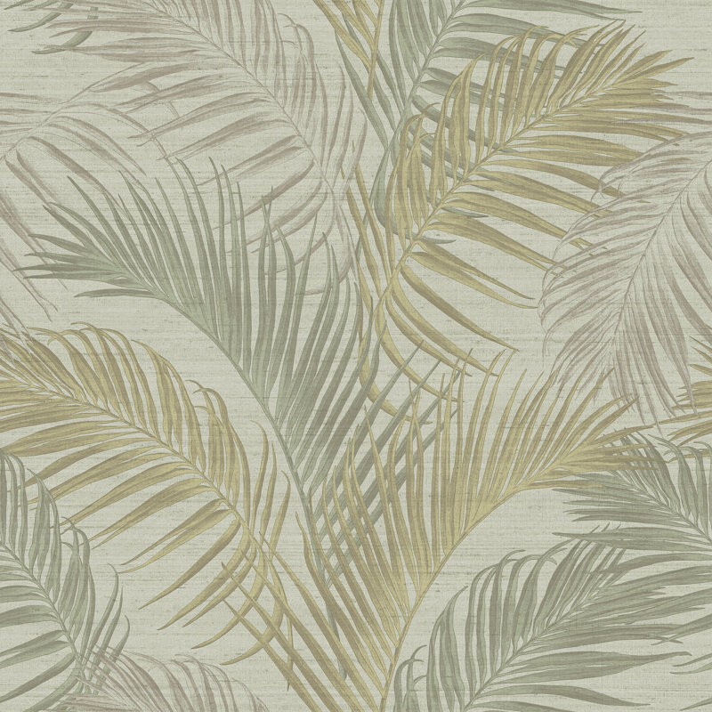 Palma 10.05m x 53cm Matte Wallpaper Roll, Green/Beige
