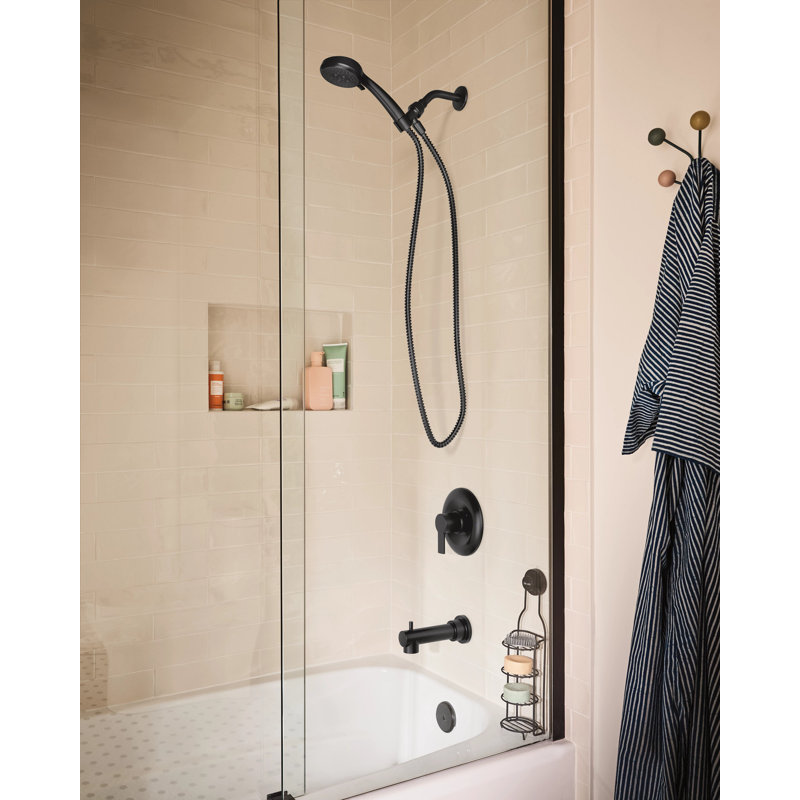 Baignoire / douche à poignée simple avec douchette Meena, valve incluse, Noir mat
