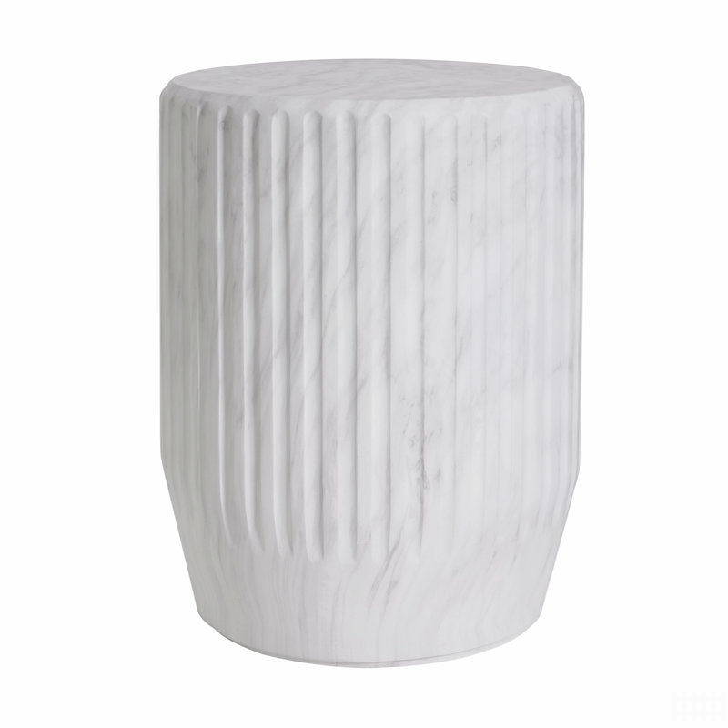 Outdoor Cicci Carved Side Table, White